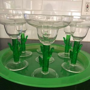 Set of 7 Southwest Acrylic Cactus Margarita Glasses